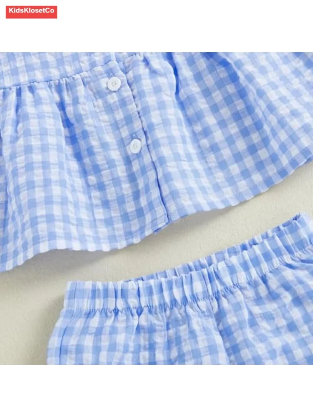 Girls Summer Outfit Set Ruffle Sleeve Button Up Top Plaid Pants Toddler Clothes
